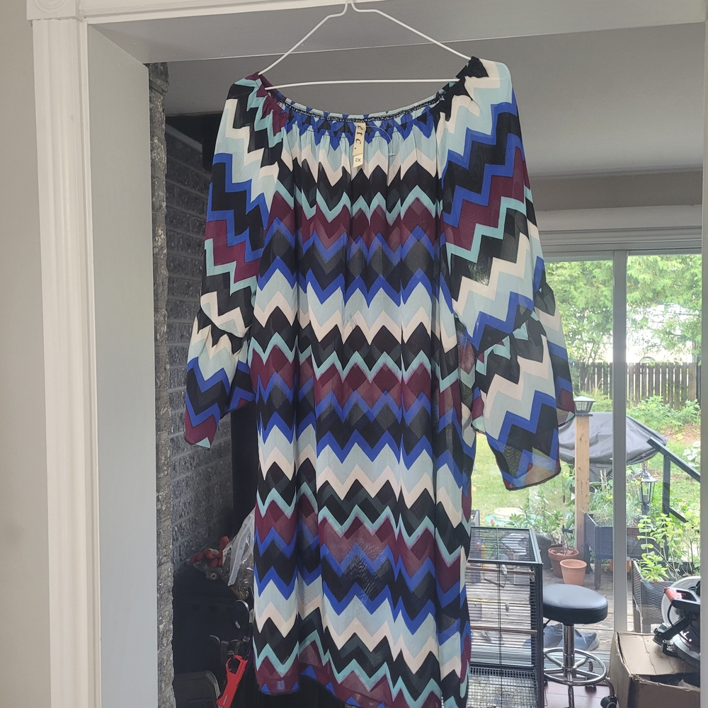 Elegant Chevron Long Sleeve Plouse  in Blue and Purple.N.W.O.T